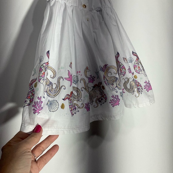 Isaac Mizrahi White Mermaid Hem sundress; sleeveless w/faux gold front button up - Picture 8 of 11